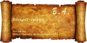 Bényei Anikó névjegykártya